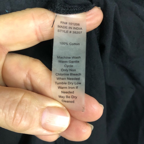 Soft Surroundings Lightweight Black Cotton Shirt Dress/Tunic Deep Side Slits - Picture 7 of 9